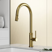 VIGO Bristol Collection Pull-Down Kitchen Faucet in Matte Brushed Gold, Faucet Height: 18-5/8'' H, Spout Reach: 9-1/4'' D