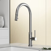 VIGO Bristol Collection Pull-Down Kitchen Faucet in Stainless Steel, Faucet Height: 18-5/8'' H, Spout Reach: 9-1/4'' D