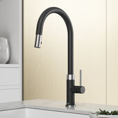 VIGO Bristol Collection Pull-Down Kitchen Faucet in Stainless Steel and Matte Black, Faucet Height: 18-5/8'' H, Spout Reach: 9-1/4'' D
