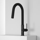VIGO Hart Hexad Collection Pull-Down Kitchen Faucet in Matte Black, Faucet Height: 17-7/8'' H, Spout Reach: 8-1/2'' D