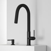 VIGO Hart Hexad Collection Pull-Down Kitchen Faucet with Soap Dispenser in Matte Black, Faucet Height: 17-7/8'' H, Spout Reach: 8-1/2'' D