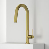 VIGO Hart Hexad Collection Pull-Down Kitchen Faucet in Matte Brushed Gold, Faucet Height: 17-7/8'' H, Spout Reach: 8-1/2'' D