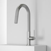 VIGO Hart Hexad Collection Pull-Down Kitchen Faucet in Stainless Steel, Faucet Height: 17-7/8'' H, Spout Reach: 8-1/2'' D