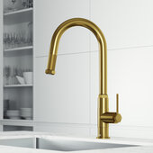 VIGO Hart Arched Collection Pull-Down Kitchen Faucet in Matte Brushed Gold, Faucet Height: 17-7/8'' H, Spout Reach: 8-1/2'' D