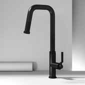 VIGO Hart Angular Collection Pull-Down Kitchen Faucet in Matte Black, Faucet Height: 18'' H, Spout Reach: 8'' D