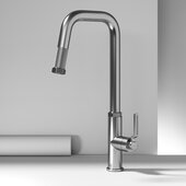 VIGO Hart Angular Collection Pull-Down Kitchen Faucet in Stainless Steel, Faucet Height: 18'' H, Spout Reach: 8'' D