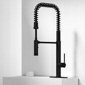 VIGO Sterling Collection Pull-Down Sprayer Kitchen Faucet with Deck Plate in Matte Black, Faucet Height: 22-7/8'' H, Spout Reach: 9-7/8'' D