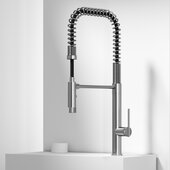 VIGO Sterling Collection Pull-Down Sprayer Kitchen Faucet in Stainless Steel, Faucet Height: 22-1/2'' H, Spout Reach: 9-7/8'' D