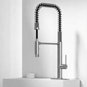 VIGO Sterling Collection Pull-Down Sprayer Kitchen Faucet with Deck Plate in Stainless Steel, Faucet Height: 22-7/8'' H, Spout Reach: 9-7/8'' D