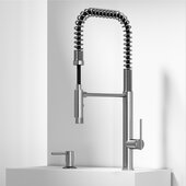 VIGO Sterling Collection Pull-Down Sprayer Kitchen Faucet with Soap Dispenser in Stainless Steel, Faucet Height: 22-1/2'' H, Spout Reach: 9-7/8'' D