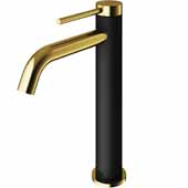 VIGO Lexington Single Hole cFiber Vessel Bathroom Faucet in Matte Gold and Matte Black, Faucet Height: 10-1/4'' Spout Height: 6-7/8'' Spout Reach: 6-1/4''