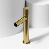 VIGO Ashford Collection Single-Handle Lever Vessel Bathroom Faucet in Matte Brushed Gold, Faucet Height: 11-1/8'' H, Spout Reach: 5-1/8'' D