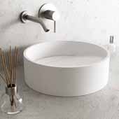 Starr Round Matte Stone Vessel Bathroom Sink, Matte White, 15-1/8'' W x 15-1/8'' D x 4-7/8'' H