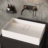  Bryant Grand Rectangular Matte Stone Vessel Bathroom Sink, Matte White, 23-1/4'' W x 15-1/8'' D x 4-3/4'' H