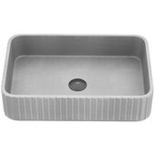  Windsor Modern Gray Concreto Stone Rectangular Fluted Bathroom Vessel Sink, 21'' W x 13'' D x 5'' H