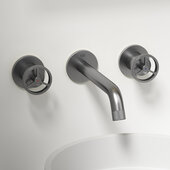 VIGO Cass Collection Two Handle Wall Mount Bathroom Faucet in Brushed Nickel, Faucet Height: 3'' H, Spout Reach: 7-1/8'' D