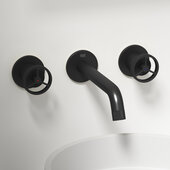 VIGO Cass Collection Two Handle Wall Mount Bathroom Faucet in Matte Black, Faucet Height: 3'' H, Spout Reach: 7-1/8'' D