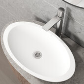VIGO VG07001 Series Vessel Bathroom Sink Flat Grid Drain in Brushed Nickel, 2-7/16'' Diameter x 8'' H