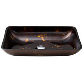  VIG-VG07044, Rectangular Brown and Gold Fusion Glass Vessel Bathroom Sink, 22-1/4'' W x 14-1/2'' D x 4-1/2'' H