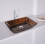  18'' Rectangular Glass Vessel Bathroom Sink in Russet, 17-7/8'' W x 13'' D x 4'' H
