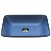  Sottile Royal Blue Rectangular Glass Bathroom Vessel Sink, 18-1/8'' W x 13'' D x 4-1/8'' H