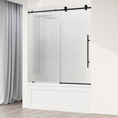  Elan E-Class 60'' W x 66'' H Frameless Right Sliding Tub Door in Matte Black Hardware with Fluted Glass