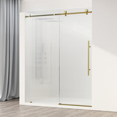  Elan E-Class 60'' W x 76'' H Frameless Right Sliding Shower Door in Matte Brushed Gold Hardware with Fluted Glass