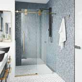  56-74'' Elan Adjustable Shower Door in Matte Gold, 56'' W x 3'' D x 74'' H