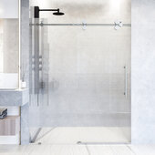  Elan 72'' W x 74'' H Frameless Right Sliding Shower Door in Stainless Steel Hardware with Fluted Glass