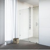  Ryland 50'' Frameless Shower Door with 3/8'' Clear Glass and Stainless Steel, Chrome Finish Hardware