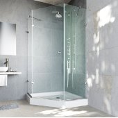  36'' x 36'' Frameless Neo-Angle 3/8'' Clear/Brushed Nickel Shower Enclosure with White Tray/Base