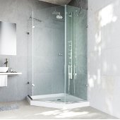  36 X 36 Frameless Neo-Angle 3/8'' Clear/Brushed Nickel Shower Enclosure, Reversible Door Opening With Low-Profile Tray/Base