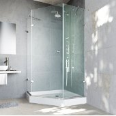  42'' x 42'' Frameless Neo-Angle 3/8'' Clear/Brushed Nickel Shower Enclosure with White Tray/Base