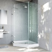  42'' x 42'' Frameless Neo-Angle 3/8'' Clear/Chrome Shower Enclosure with White Tray/Base