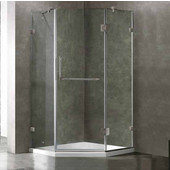  40 X 40 Frameless Neo-Angle 3/8'' Clear/Brushed Nickel Shower Enclosure, Reversible Door Opening With Low-Profile Base