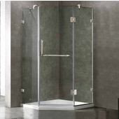  36 X 36 Frameless Neo-Angle 3/8'' Clear/Chrome Shower Enclosure, Reversible Door Opening With Low-Profile Tray/Base