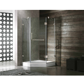  38'' x 38'' Frameless Neo-Angle 3/8'' Clear/Chrome Shower Enclosure with White Tray/Base