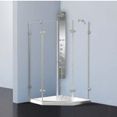 , Frameless Neo-Angle 3/8'' Clear/Brushed Nickel Shower Enclosure with Low-Profile Tray/Base, 42 1/8'' W x 42 1/8'' L x 76 3/4'' H