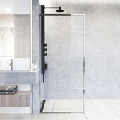  Meridian 34'' W x 74'' H Fixed Frame Shower Screen in Chrome with Clear Glass
