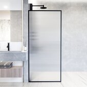  Meridian 34'' W x 74'' H Fixed Frame Shower Screen in Matte Black with Fluted Glass