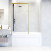  Meridian 34'' W x 62'' H Fixed Frame Tub Screen in Matte Brushed Gold with Clear Glass