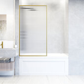  Meridian 34'' W x 62'' H Fixed Frame Tub Screen in Matte Brushed Gold with Fluted Glass