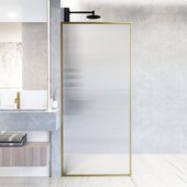  Meridian 34'' W x 74'' H Fixed Frame Shower Screen in Matte Brushed Gold with Fluted Glass