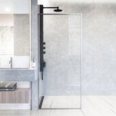  Meridian 34'' W x 74'' H Fixed Frame Shower Screen in Stainless Steel with Clear Glass