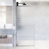  Meridian 34'' W x 74'' H Fixed Frame Shower Screen in Stainless Steel with Fluted Glass
