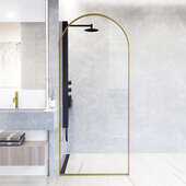  Arden 34'' W x 78'' H Fixed Arch Frame Shower Screen in Matte Brushed Gold with Clear Glass