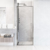  Astoria Fixed Framed Pivot Shower Door with 2'' Thick Clear Glass and Chrome Hardware, 30'' W x 76'' H