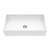VIGO Matte Stone™ 36'' W Farmhouse Flat Apron Front Single Bowl Kitchen Sink with 1 Strainer in Matte White, 36'' W x 18'' D x 9-5/8'' H