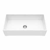  Matte Stone™ 36'' W White Reversible Single-Basin Standard Undermount Casement Apron Front Kitchen Sink Set, 36'' W x 18'' D x 9-5/8'' H