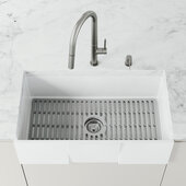 VIGO 32'' W x 15'' D Silicone Bottom Grid for 36'' Single Bowl Kitchen Sink in Gray, 32-1/2'' W x 14-7/16'' D x 3/8'' H
